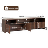 Artiss 180cm TV Unit Storage Cabinet Shelf Fluted Front Rounded Edge Anti-tip Kit Walnut