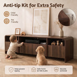 Artiss 180cm TV Unit Storage Cabinet Shelf Fluted Front Rounded Edge Anti-tip Kit Walnut