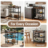 Artiss Bar Cart Drinks Trolley Serving Wine Rack Glass Holder 3 Hooks 72cm Black