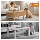 Artiss Lift Top Coffee Table Fluted Centre Table with Hidden Storage Oval 100cm