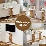 Artiss Console Table Marble Effect White&Gold