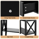 Artiss Console Table 2 Drawers 100CM Black