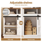 Artiss Buffet Sideboard Cabinet 150cm 3-Tier Kitchen Storage Sliding Doors White