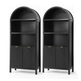 Artiss Buffet Sideboard Cabinet Pantry X2 180CM Arched Storage Bookshelf Black