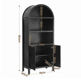 Artiss Buffet Sideboard Cabinet Pantry X2 180CM Arched Storage Bookshelf Black
