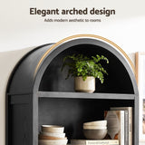 Artiss Buffet Sideboard Cabinet Pantry X2 180CM Arched Storage Bookshelf Black