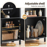Artiss Buffet Sideboard Cabinet Pantry X2 180CM Arched Storage Bookshelf Black