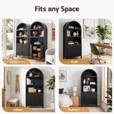 Artiss Buffet Sideboard Cabinet Pantry X2 180CM Arched Storage Bookshelf Black