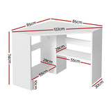 Artiss Corner Computer Desk Shelves CPU Stand L-shape Home Office Workstation Desks
