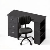 Artiss Office Desk & Chair Set 120cm Computer Desk with 3 Drawers & Open Shelves, Ergonomic Armless Office Chair with Wheels, Height Adjustable for Home Office Study