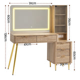 Artiss Dressing Table LED Vanity Desk Charging Station Wood