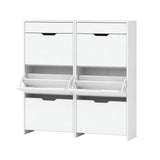 Artiss 2x Shoe Cabinet Organiser 3 Flip Drawer High Gloss White