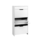 Artiss 2x Shoe Cabinet Organiser 3 Flip Drawer High Gloss White