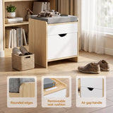 Artiss Storage Ottoman with Drawer 100kg Capacity Footrest Cushion Pine