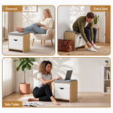 Artiss Storage Ottoman with Drawer 100kg Capacity Footrest Cushion Pine