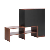Artiss 2-IN-1 Shoe Cabinet Bench w/ Adjustable Shelf Hallway Walnut & Black