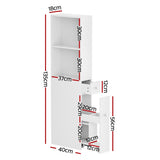 Artiss Bathroom Cabinet Storage Slim Organiser Drawer Toilet Corner 135cm White