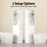 Artiss Bathroom Cabinet Storage Slim Organiser Drawer Toilet Corner 135cm White