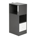 Artiss Narrow Bedside Table Grey Small Side Cabinet 1 Drawer