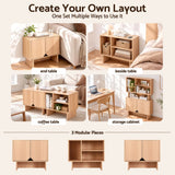 Artiss Modular TV Unit Storage Cabinet Adjustable Shelf Robot-Vac Friendly Pine