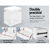 Artiss 2X Bedside Table 2 Drawers Lift-up Storage White