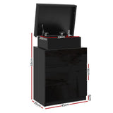 Artiss 2X Bedside Table LED 3 Drawers - COLEY Black