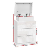 Artiss 2X Bedside Table LED 3 Drawers - COLEY White