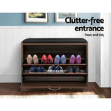 Artiss Shoe Rack Cabinet Bench15 Pairs Walnut Kyla