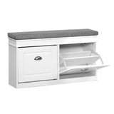 Artiss 2x Shoe Bench Set Flip Drawer White