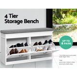 Artiss 2x Shoe Bench Set Flip Drawer White