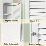 Artiss Bathroom Storage Cabinet 170cm Tall Slim Organiser Toilet Corner Adjustable Shelf Louver Door White