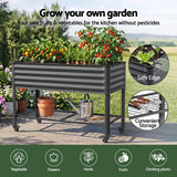 Green Fingers Mobile Raised Garden Bed With Wheels Storage Shelf 81cm Height for Vegetables Herb Charcoal