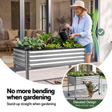 Green Fingers Mobile Raised Garden Bed with Wheels Storage Shelf 81cm Height for Vegetables Herb Silver