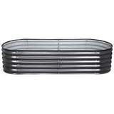 Green Fingers 3 Pcs Raised Garden Bed Kit Oval Galvanized Steel Planter Boxes 160x80x42cm, Heavy Duty Metal Elevated Garden Bed for Vegetables Flowers Herbs, with Safety Edging, Gloves & Pegs Included