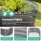 Green Fingers 3 Pcs Raised Garden Bed Kit Oval Galvanized Steel Planter Boxes 240x80x42cm, Heavy Duty Metal Elevated Garden Bed for Vegetables Flowers Herbs, with Safety Edging, Gloves & Pegs Included