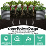 Green Fingers 4 Pcs Raised Garden Bed Kit Oval Galvanized Steel Planter Boxes 240x80x42cm, Heavy Duty Metal Elevated Garden Bed for Vegetables Flowers Herbs, with Safety Edging, Gloves & Pegs Included