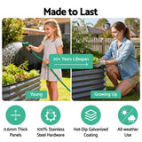 Green Fingers 4 Pcs Raised Garden Bed Kit Oval Galvanized Steel Planter Boxes 320x80x42cm, Heavy Duty Metal Elevated Garden Bed for Vegetables Flowers Herbs, with Safety Edging, Gloves & Pegs Included