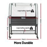 Green Fingers Mobile Raised Garden Bed with Greenhouse Cover Storage Shelf for Tomato Vegetables Herb Charcoal