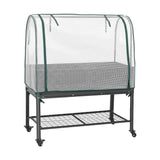 Green Fingers Mobile Raised Garden Bed with Greenhouse Cover Storage Shelf for Tomato Vegetables Herb Charcoal
