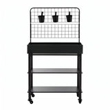 Green Fingers Mobile Raised Garden Bed with Trellis & Shelves Dark Grey
