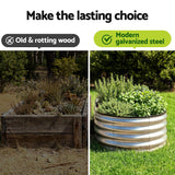 Green Fingers Raised Garden Bed Galvanised Oval Metal Planter Box Large Outdoor 150x70x30cm Silver