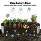 Green Fingers Raised Garden Bed Galvanised Oval Metal Planter Box Large Outdoor 150x70x30cm Silver
