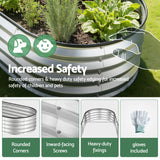 Green Fingers Raised Garden Bed Galvanised Oval Metal Planter Box Large Outdoor 150x70x30cm Silver