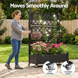 Green Fingers Mobile Planter Box with Trellis, Self Watering Garden Bed & Privacy Screen for Climbing Plants Flowers, Black