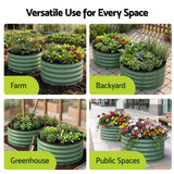 Green Fingers Round Raised Garden Bed 2 Pack Galvanised Planter Box Rust Resistant 60x60x30cm Green