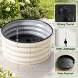 Green Fingers Self Watering Round Garden Bed Galvanised for Balcony Deck 60x60x30cm