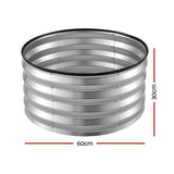 Green Fingers Round Raised Garden Bed 2 Pack Galvanised Planter Box Rust Resistant 60x60x30cm Silver