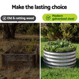 Green Fingers Round Raised Garden Bed 2 Pack Galvanised Planter Box Rust Resistant 60x60x30cm Silver
