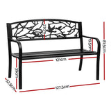 Gardeon Outdoor Bench Seat Garden Steel Outdoor Furniture 3 Seater Park Black