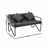 Gardeon Garden Bench 2 Seater Outdoor Bench Metal with Cushion 118cm Black